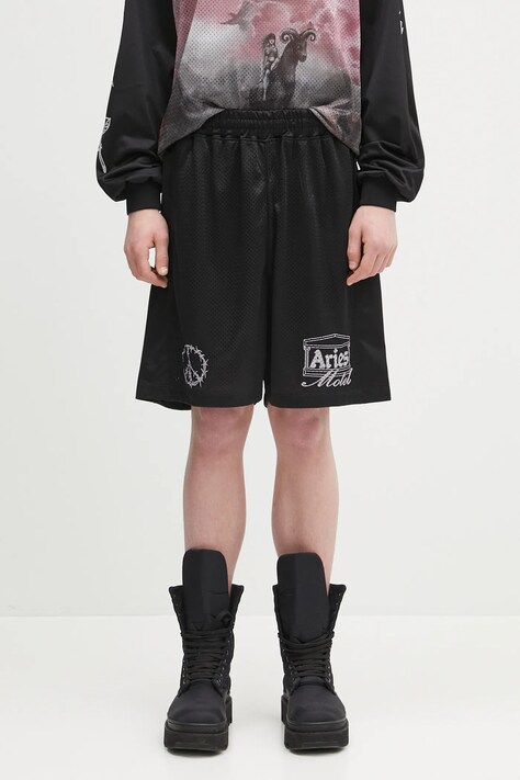 Шорти Aries Ramscape Airtex Shorts колір чорний з принтом AR3005003