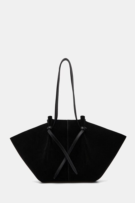 Yuzefi geantă de mana din piele întoarsă LARGE MOCHI culoarea negru, YUZCO-HB-LM-S011