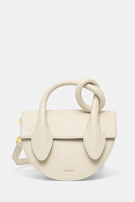 Yuzefi geantă de piele PRETZEL culoarea bej, YUZCO-HB-PRZ-L031