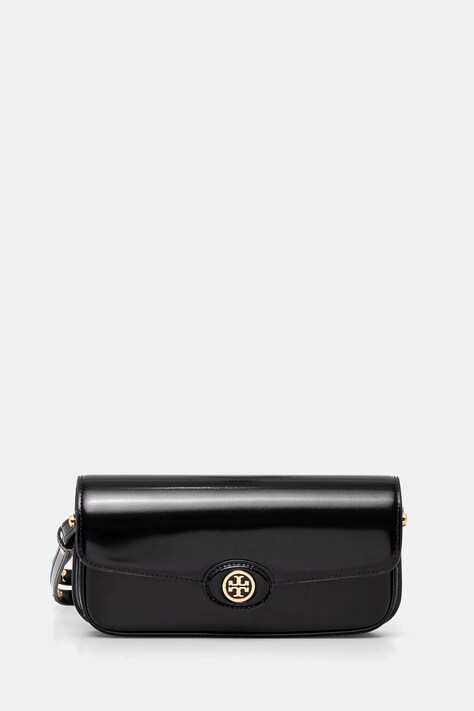 Kožená kabelka Tory Burch Robinson černá barva, 161831.001