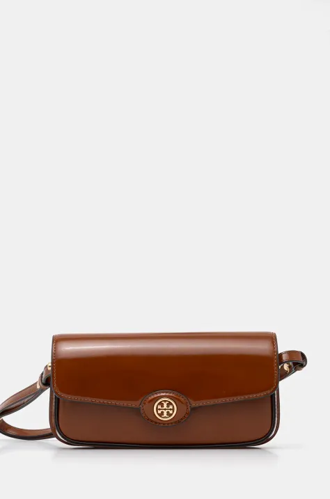 Tory Burch geantă de piele Robinson culoarea maro, 161831.223