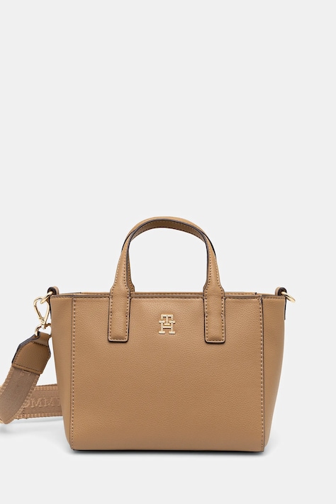 Τσάντα Tommy Hilfiger χρώμα: μπεζ, AW0AW16907