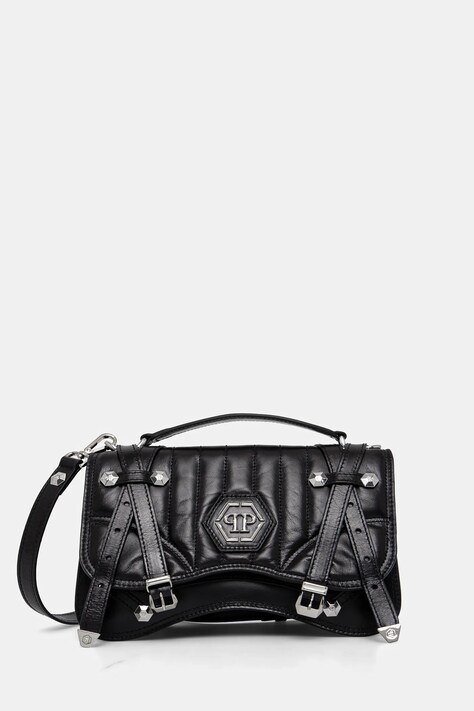 Kožna torba Philipp Plein boja: crna, SAEA WBA2067 PLE010N