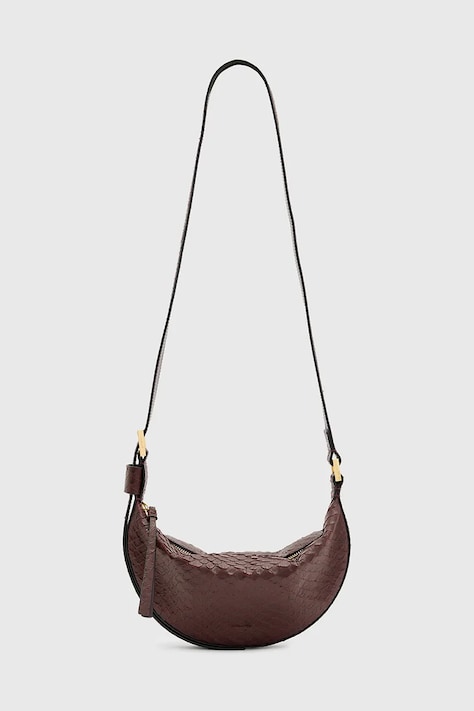 AllSaints poseta de piele HALFMOON SNAKE culoarea bordo, W387XB