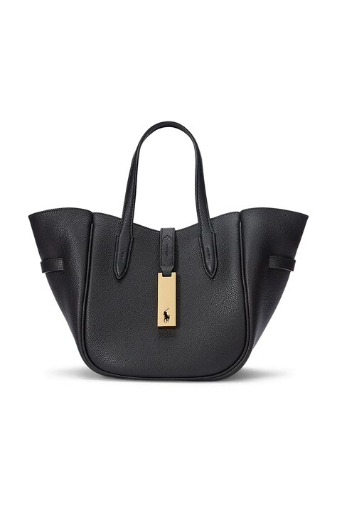 Kožená kabelka Polo Ralph Lauren čierna farba, 428942195