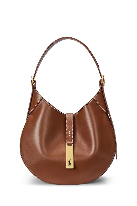 Polo Ralph Lauren geantă hobo pentru femei din piele maro 428944017