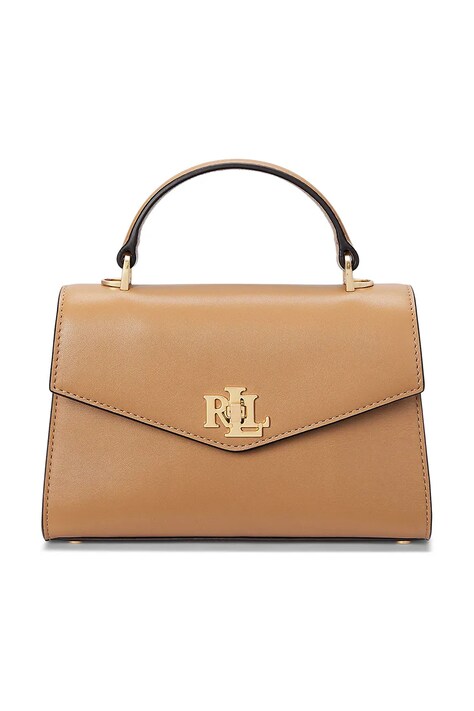 Lauren Ralph Lauren poșetă de piele culoarea bej, 431968761