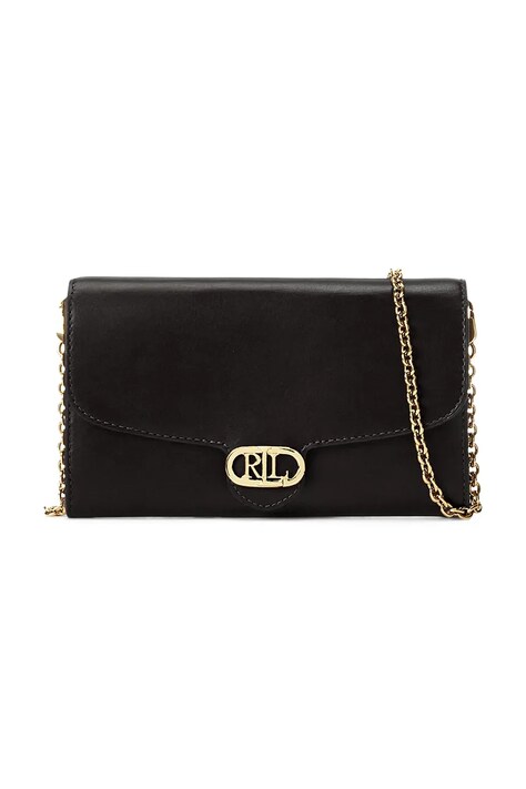 Lauren Ralph Lauren poseta de piele culoarea negru, 432964152