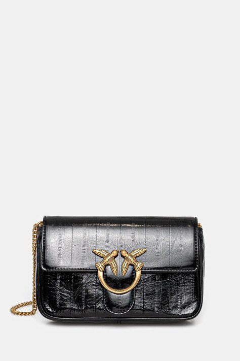 Pinko poșetă de piele culoarea negru, 100061 A1VE