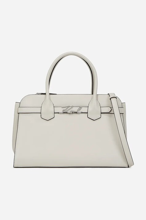 Kožená kabelka Karl Lagerfeld bílá barva, A1W30148