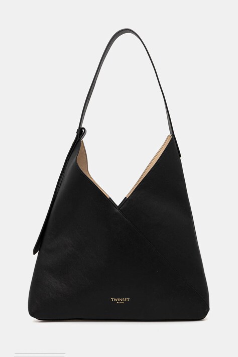 Twinset geantă de piele culoarea negru, 251TD8330
