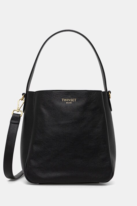 Δερμάτινη τσάντα Twinset χρώμα: μαύρο, 251TD8332