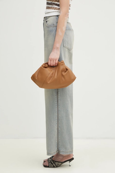 Kožená kabelka MM6 Maison Margiela Japanese Draped Mini hnedá farba, SB5WD0029