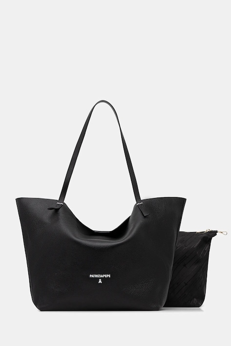 Usnjena torbica Patrizia Pepe črna barva, 2B0130 L148