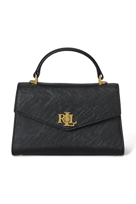Lauren Ralph Lauren geantă de piele culoarea negru, 431966765