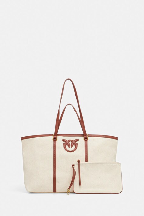 Хлопковая сумка Pinko цвет бежевый 104715 A2G2