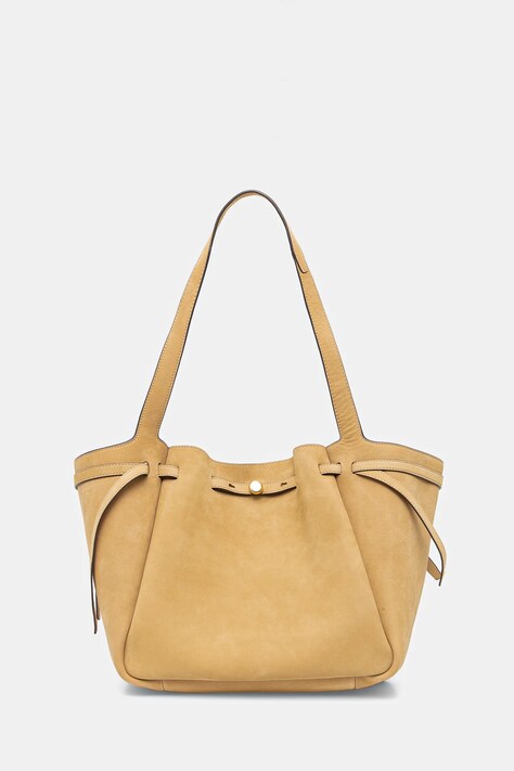 Nubuková kabelka Tory Burch Romy Nubuck Tote žlutá barva, 165689-250