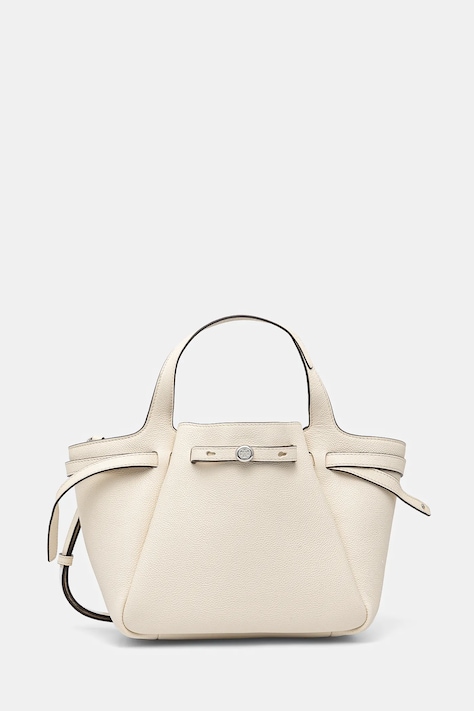 Tory Burch bőr táska Romy Pebbled Satchel bézs, 164866-921