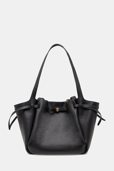 Kožená kabelka Tory Burch Romy Pebbled Tote černá barva, 163388-001