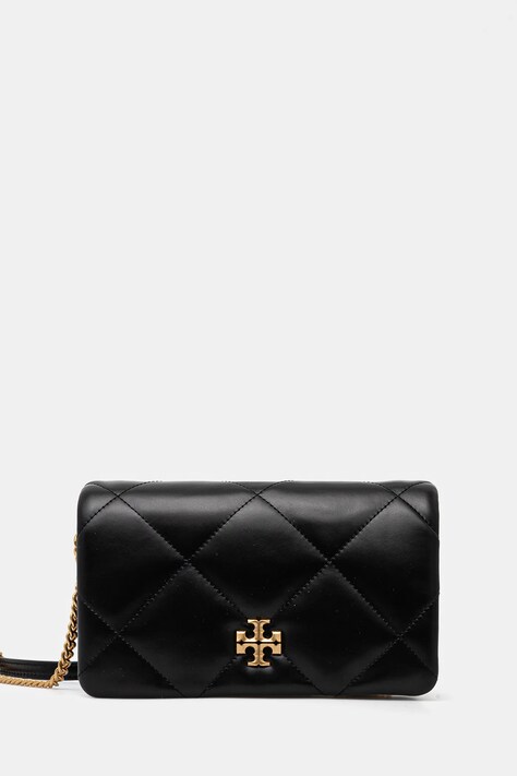 Tory Burch poseta de piele Kira Diamond Quilt culoarea negru, 158624-001