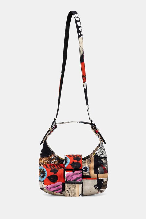 Desigual geanta de bumbac COLLAGE LACROIX culoarea negru, 25SAXA16