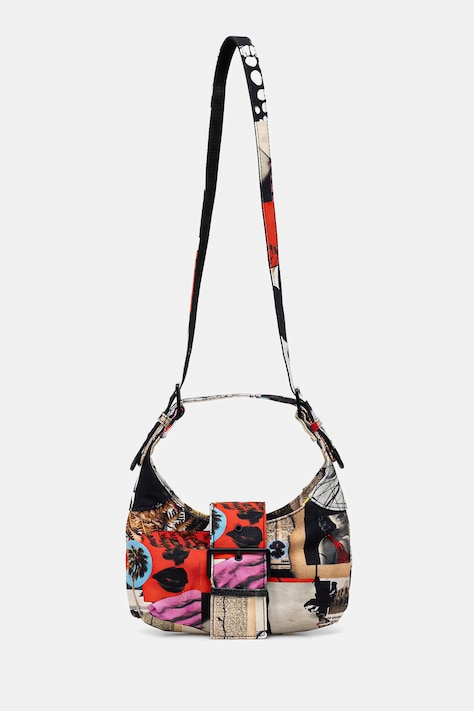 Desigual geanta de bumbac COLLAGE LACROIX culoarea negru, 25SAXA16
