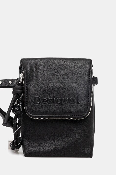 Desigual borseta HALF PHONE BLACK culoarea negru, 25SAYP45