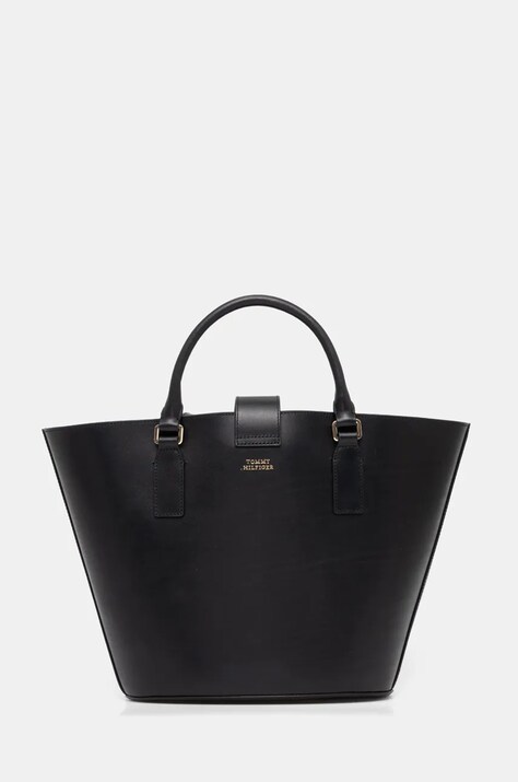 Tommy Hilfiger poseta de piele culoarea negru, AW0AW17209