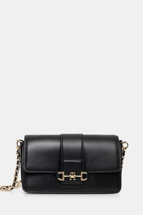 Kožená kabelka Tommy Hilfiger černá barva, AW0AW17212