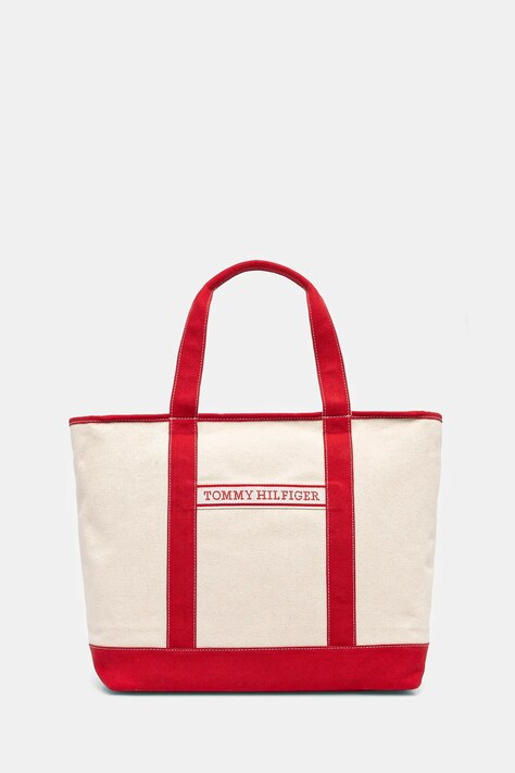 Tommy Hilfiger geanta de bumbac culoarea rosu, AW0AW17421