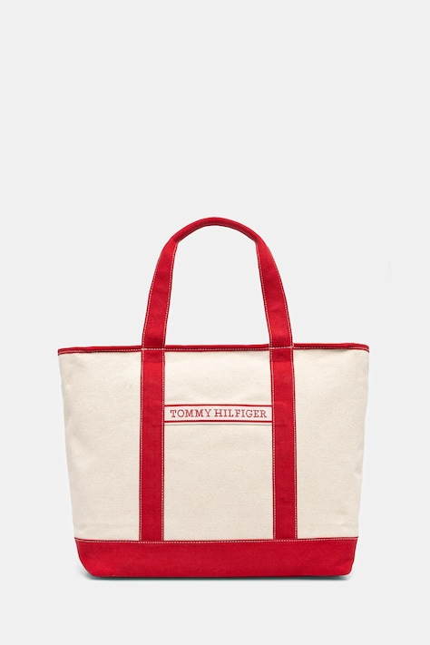 Tommy Hilfiger torebka bawełniana kolor czerwony AW0AW17421