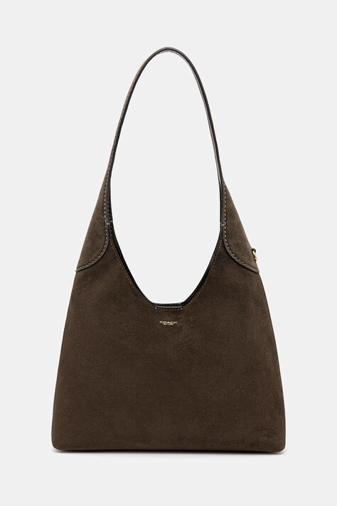 Coach torebka zamszowa Brooklyn kolor zielony CW637