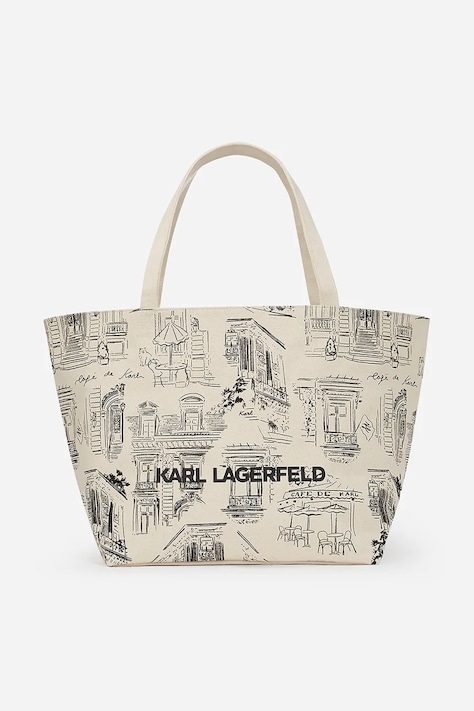 Karl Lagerfeld geanta de bumbac culoarea bej, A2W50036