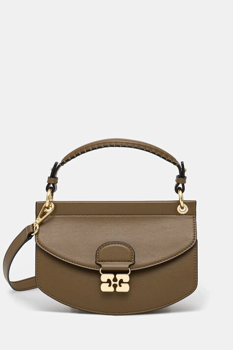 Torba GANNI Apo-G Bag Mini Top Handle boja: zelena, A6353