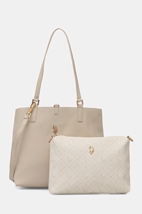 U.S. Polo Assn. torebka shopper damska z imitacji skóry Malibu beżowa BEUM08707WVP