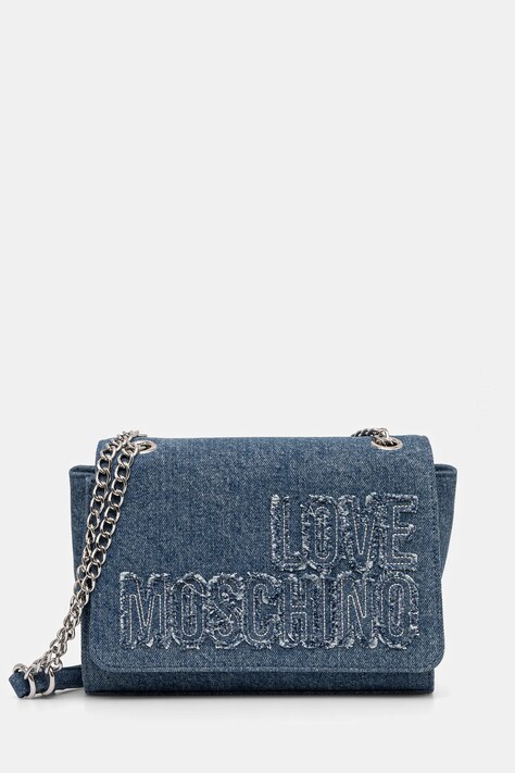 Džínová taška Love Moschino modrá barva, JC4245PP0MKM0750