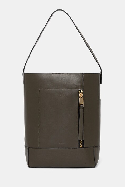 Kožená kabelka AllSaints ALBA HOBO zelená barva, W110XC