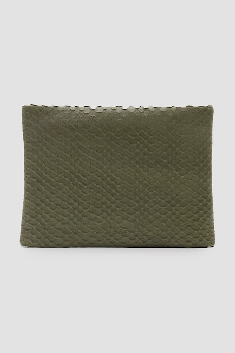 Kožené psaníčko AllSaints BETTINA SNAKE zelená barva, W288XC