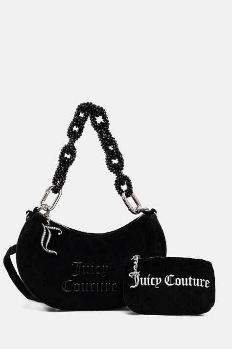 Βελούδινη τσάντα Juicy Couture BLOSSOM RHINESTONE CHAIN χρώμα: μαύρο, BEJL58834WCO