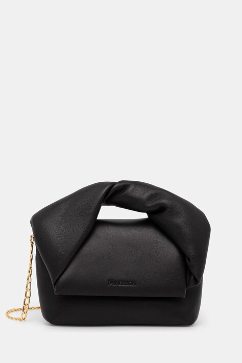 Кожена чанта JW Anderson Small Twister в черно HB0643.LA0088