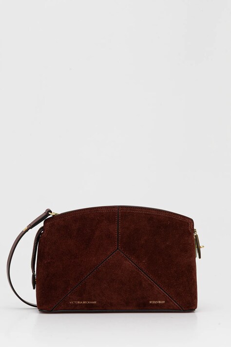 Victoria Beckham geantă de mână din piele întoarsă culoarea maro, B225AAC006556A