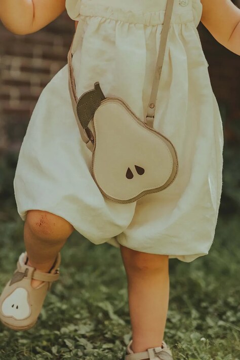 Donsje geanta de mana din piele pentru copii Nanoe Fruit Purse Pear culoarea bej, 5009016