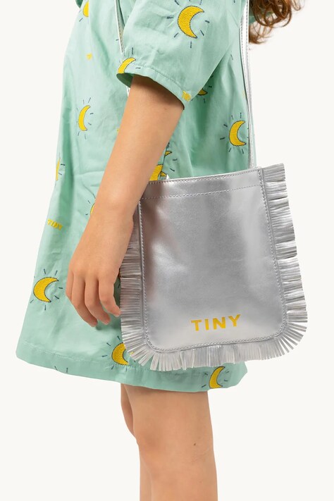 Tinycottons poseta fete FRINGES BAG culoarea argintiu, SS25-387