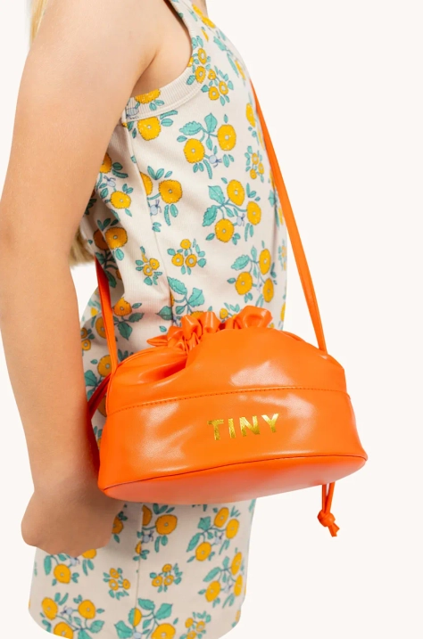 Dětská kabelka Tinycottons SOLID BUCKET BAG oranžová barva, SS25-388