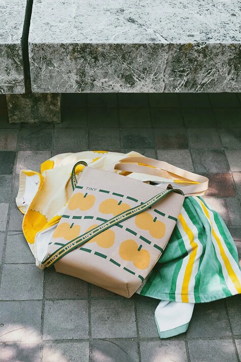 Tinycottons poseta fete TANGERINES TOTE BAG culoarea bej, SS25-391