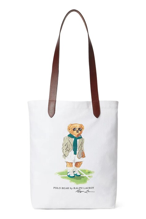 Polo Ralph Lauren geantă de bumbac culoarea alb, 405970414