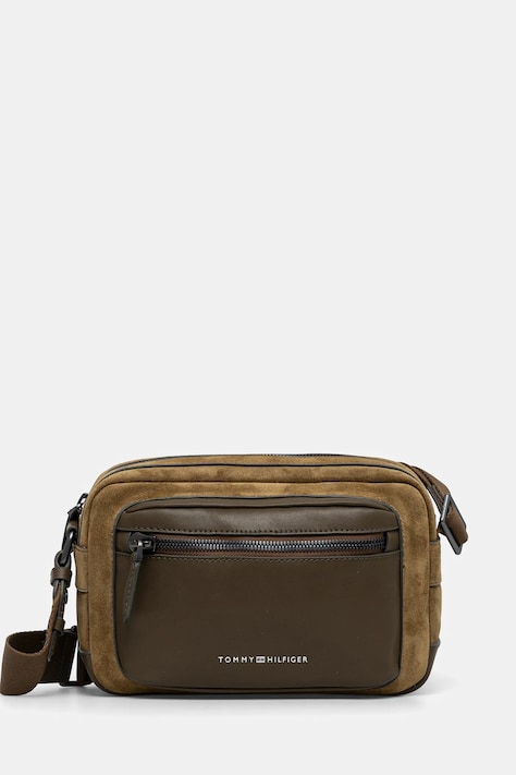 Tommy Hilfiger bőr oldaltáska zöld, AM0AM13231