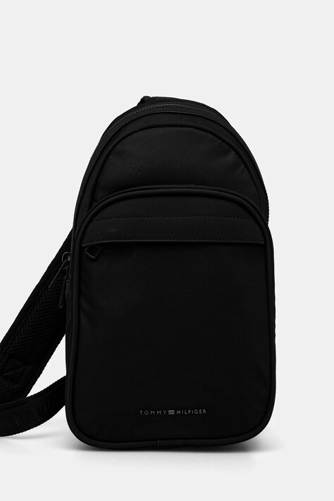 Batoh Tommy Hilfiger pánský, černá barva, malý, hladký, AM0AM13363