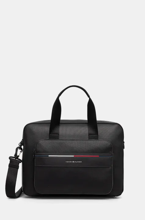 Tommy Hilfiger geantă de laptop culoarea negru, AM0AM13198