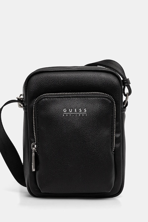 Torbica za okoli pasu Guess MILANO črna barva, HMMITU P5263